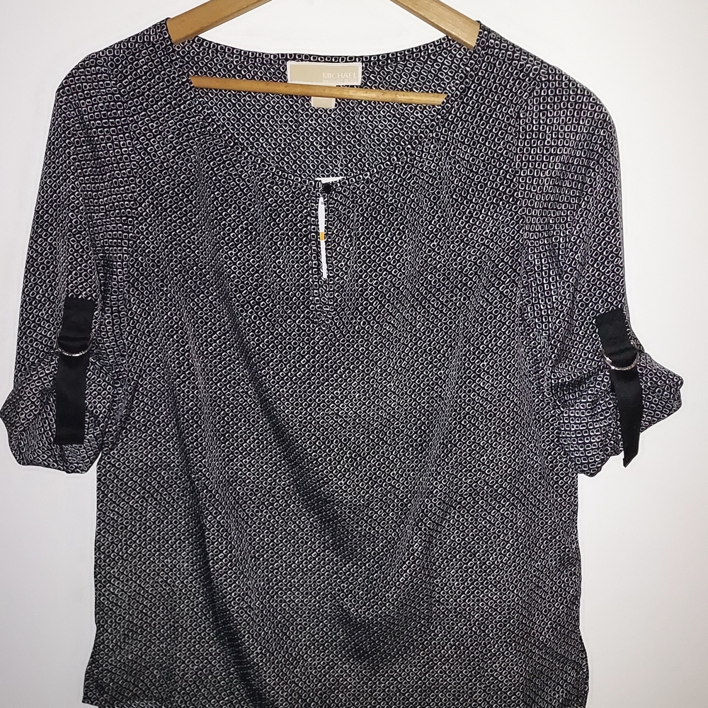 Michael Kors Black and White Patterned Blouse